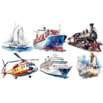 Bügelbilder Bügelmotiv Fahrzeuge Boot Schiff Helikopter Bus Junge Mädchen Höhe 15cm