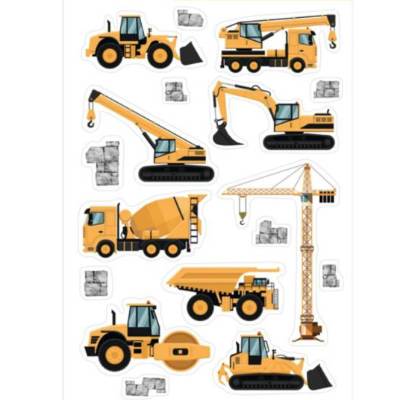 Sticker Baustelle, Aufkleber Baustellenfahrzeuge, Sticker Set, Basteln Kinder, Sticker Junge, Stickerbogen Lastwagen, Ba