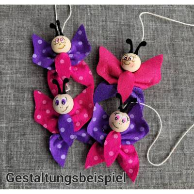 Bastelset Schmetterlinge - DIY - aus Filz und Holz für 6 Schmetterlinge