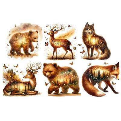 Bügelbilder Bügelmotiv Waldtier Wolf Fuchs Reh Bär Junge Mädchen Höhe 25cm