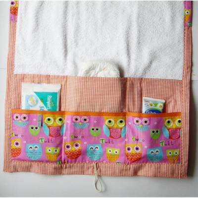 Wickeldecke unterwegs, Krabbeldecke pinke Eulen, Wickelunterlage, Babydecke, Wickelunterlage, Wickeltasche, Reisedecke 