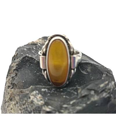 835 Silber Ring mit Bernstein ART DECO RG 55 aus den 30ern