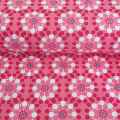 Baumwolljersey  Blumen retro pink  (1m/15,-€)