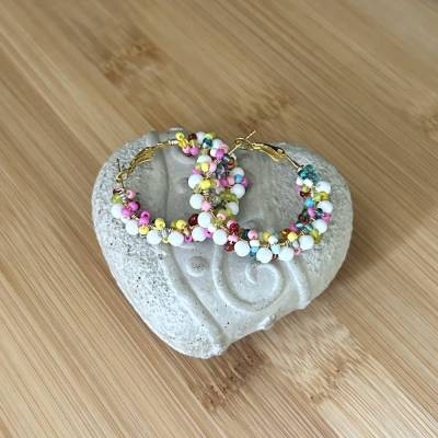 Stylische Hoop  Ohrringe, Creolen, Perlencreolen