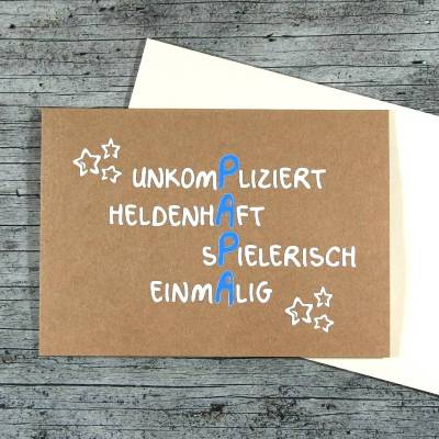 Klappkarte **PAPA** von ZWEIFARBIG mit Kuvert Grußkarte Geburtstag Vatertag Kraftpapier