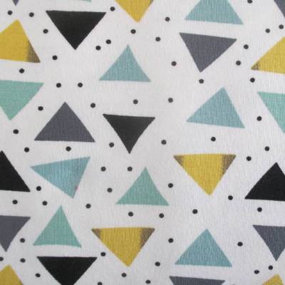 Baumwolljersey  Traumspiel Dreiecke weiß (1m/15,-€)