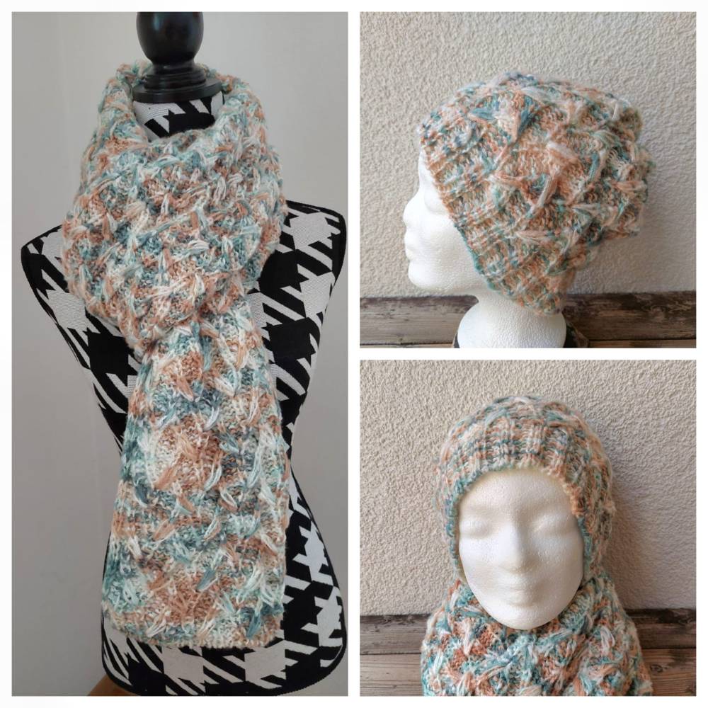 Mütze und Schal FEDERBOA | Strickanleitung Bild 1