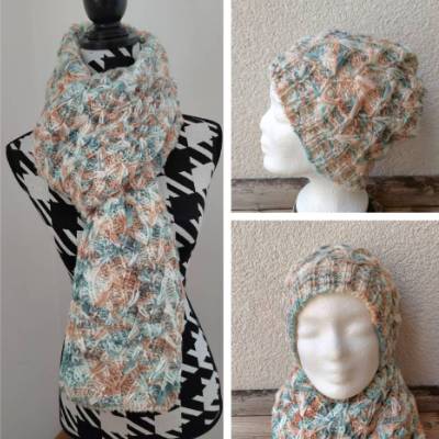 Mütze und Schal FEDERBOA | Strickanleitung