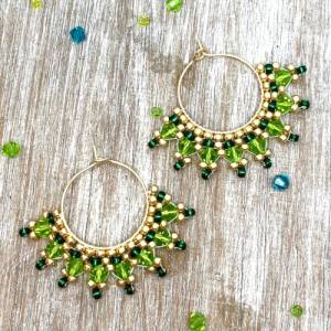 Creolen Ohrringe gold grün - Geschenk zu Weihnachten