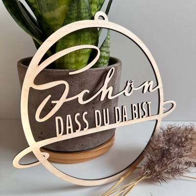 Türkranz aus Holz „Schön, dass du da bist“, 3D–Schriftzug Türkranz Hoop 