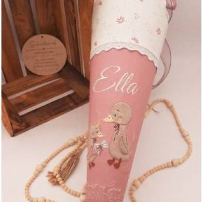Schultüte Gänse | Schultüte aus Stoff/ personalisiert | Mädchen | Du bist was ganz besonderes | Blumenmuster