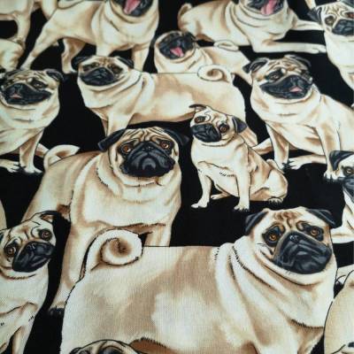 Möpse Hunde Patchworkstoff Baumwolle Schwarz Timeless Treasures – Nähen & Quilten