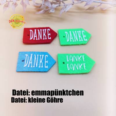 4 Geschenkanhänger als Banner, klein,  Filzanhänger