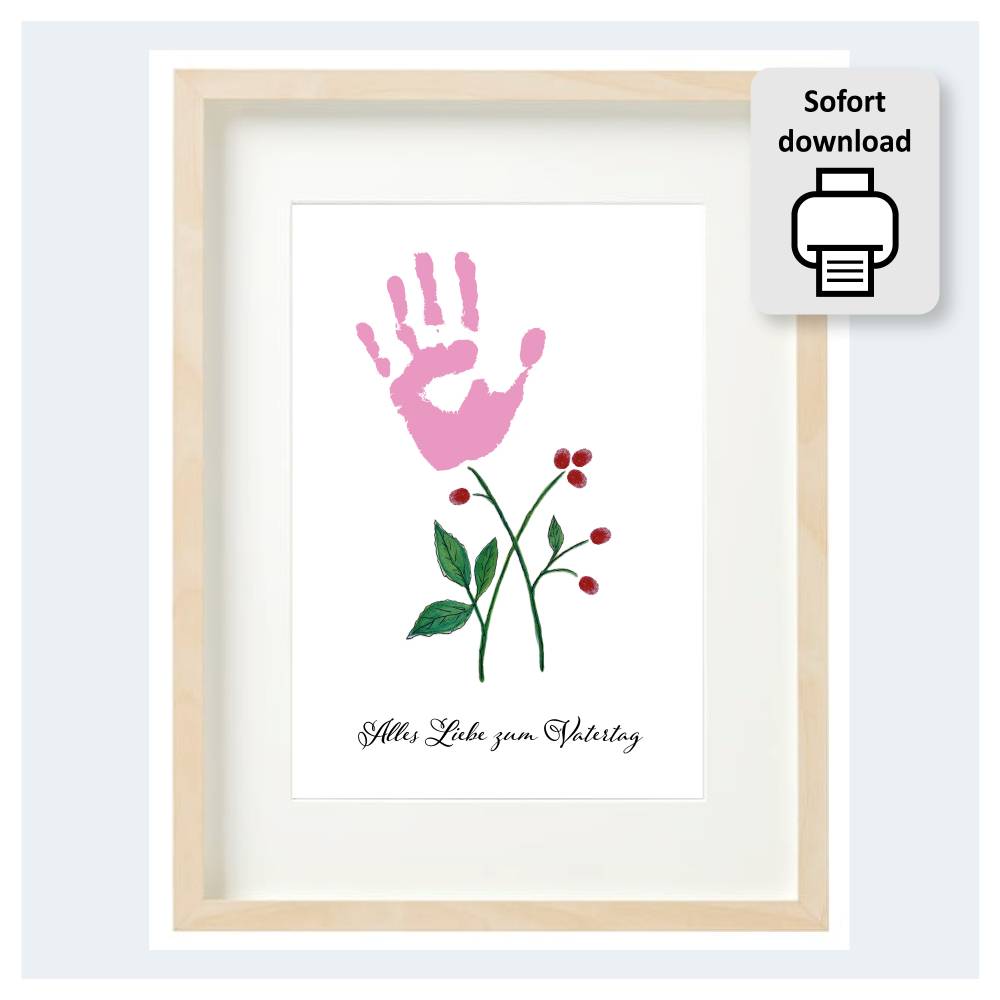 Handabdruck Muttertag Vatertag, Ausdrucken basteln, 6 Sprüchen für Mama Papa,  DIN A4 JPG Bild 3