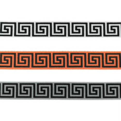 1 Meter Gummiband 25mm griechisches Muster, verschiedene Farben