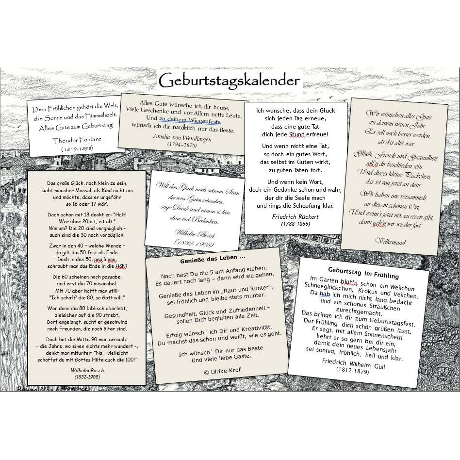 14-seitiger Geburtstagskalender s/w - mit Sternzeichen,  PDF – DIN A4 zum Ausdrucken Bild 6
