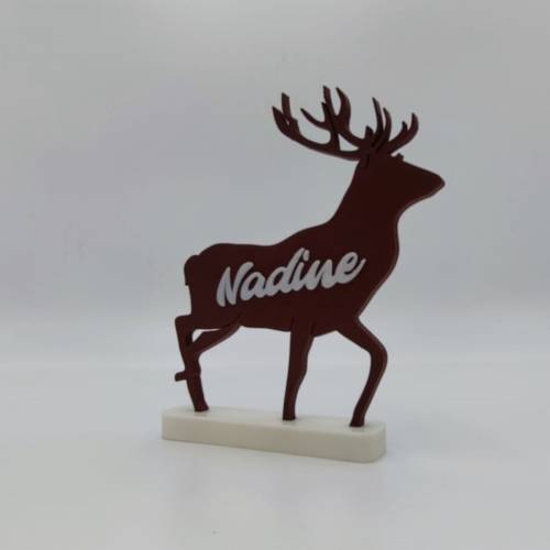 3D Gedrucktes Rentier mit Wunschnamen | Weihnachten | Personalisiert | Deko | Hirsch | Platznamen | Steckbar
