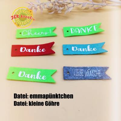 3 Geschenkanhänger als Banner, lang, Filzanhänger