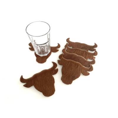 Kuhfelluntersetzer Stier 6 Stück