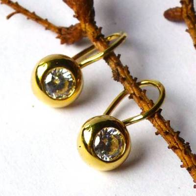 Elegante Ohrhänger 585 Gold handgemacht mit Zirkonia – Minimalistischer Elfe Schmuck Design