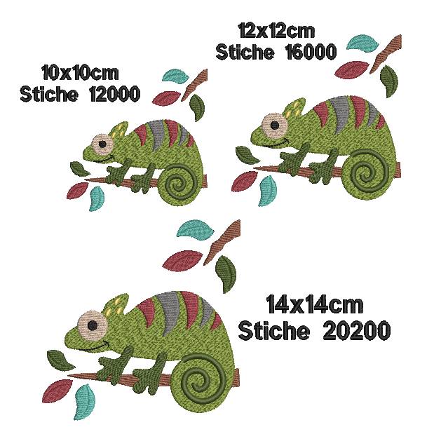 Stickdatei Chamaeleon Vollstick Bild 2