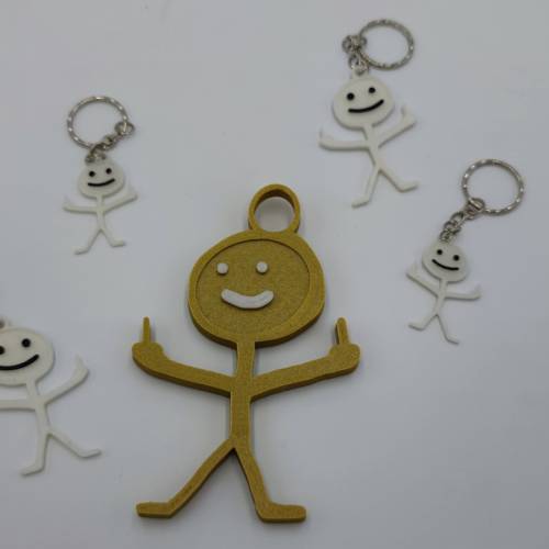 3D Druck Schlüsselanhänger Strichmännchen Stickman Mittelfinger