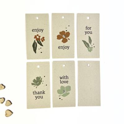 Set aus 5 Geschenkanhängern FLORAL für Geburtstagsgeschenke Verpackungen Geschenkdekoration Natur