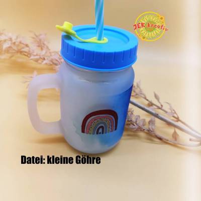 Henkelglas personalisiert mit Mehrweg Trinkhalm, Mason Jar, Sommerglas mit Deckel, Glas für den Sommer