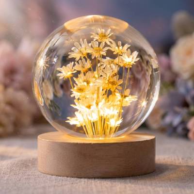 Kristallkugel Nachtlicht mit Namen – Personalisierte 3D Glaskugel mit Namen – Einzigartiges Geschenk