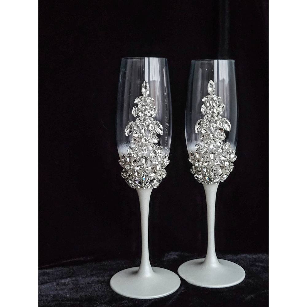 Hochzeitsaccessoires Hochzeitsgläser Sektgläser Sektglas Hochzeitskerzen Brautaccessoires Flöte mit Namen mit Kristalle