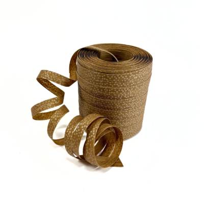 Eco Geschenkband COGNAC mit Goldpunkten kompostierbares Dekoband METERWARE Verpackungsmaterial Geschenkverpackung