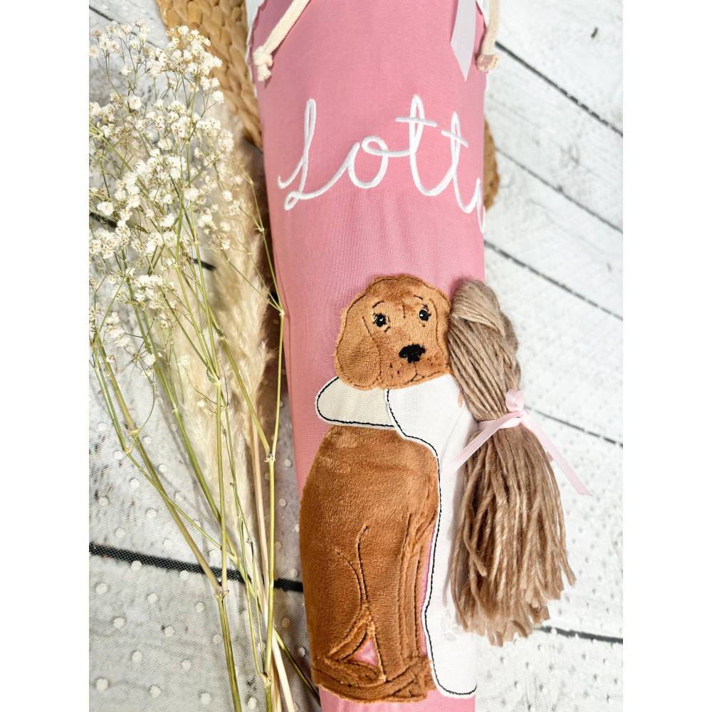 Mädchen Schultüte Hund und Mädchen aus Stoff personalisiert 70 cm Bild 2