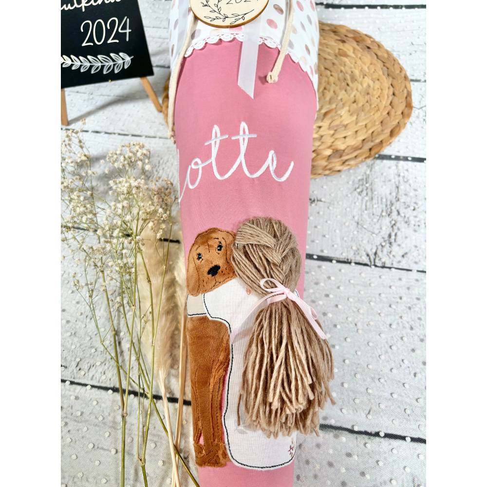 Mädchen Schultüte Hund und Mädchen aus Stoff personalisiert 70 cm Bild 8