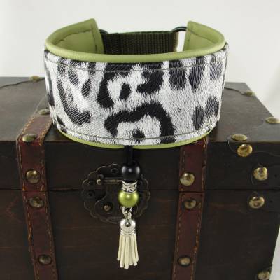 Windhundhalsband "Wild Cat" – Leopard Hundehalsband vegan, individuell, breit, Zugstopp/Klickverschluss