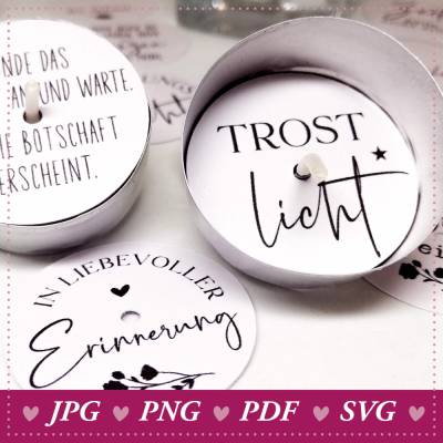 Teelicht-Botschaften "Trost- und Erinnerungslicht" – DIY Trauer- und Gedenklichter, Trauerkerze, Kondolenzgeschenk