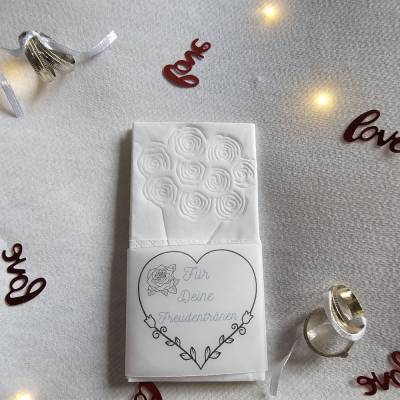 Freudentränen Hochzeit Taschentücher Banderolen,Banderolen als Deko für Gäste-Taschentücher,