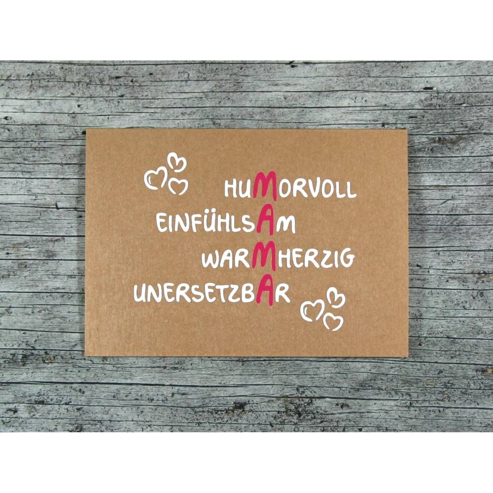 Klappkarte **MAMA** von ZWEIFARBIG mit Kuvert Grußkarte Muttertag Geburtstag Valentin Kraftpapier Bild 2
