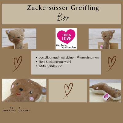 Bär Teddy Personalisiertes Kuscheltier Greifling mit Namen Plüschtier personalisiertes Stofftier mit Namen 