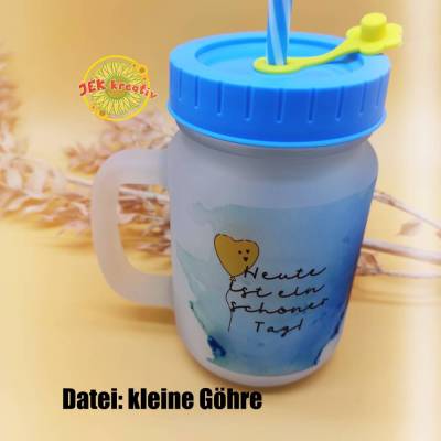 Henkelglas personalisiert mit Mehrweg Trinkhalm, Mason Jar, Sommerglas mit Deckel, Glas für den Sommer