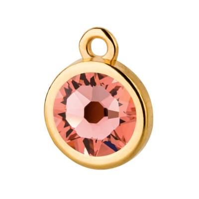 Anhänger gold 10mm mit Kristallstein in Rose Peach 7mm 24K vergoldet für Armbänder, Ketten