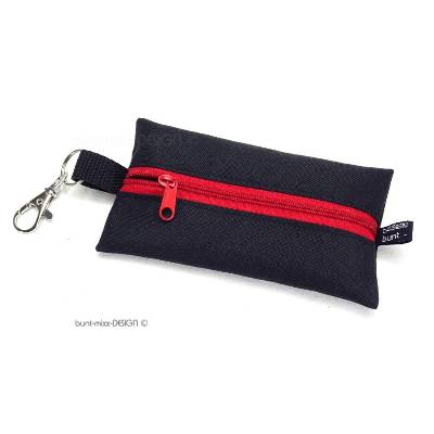 Täschchen wetbag SCHWARZ Outdoorstoff mit ROT, Inhalator Kopfhörer, Männergeschenk, by BuntMixxDESIGN