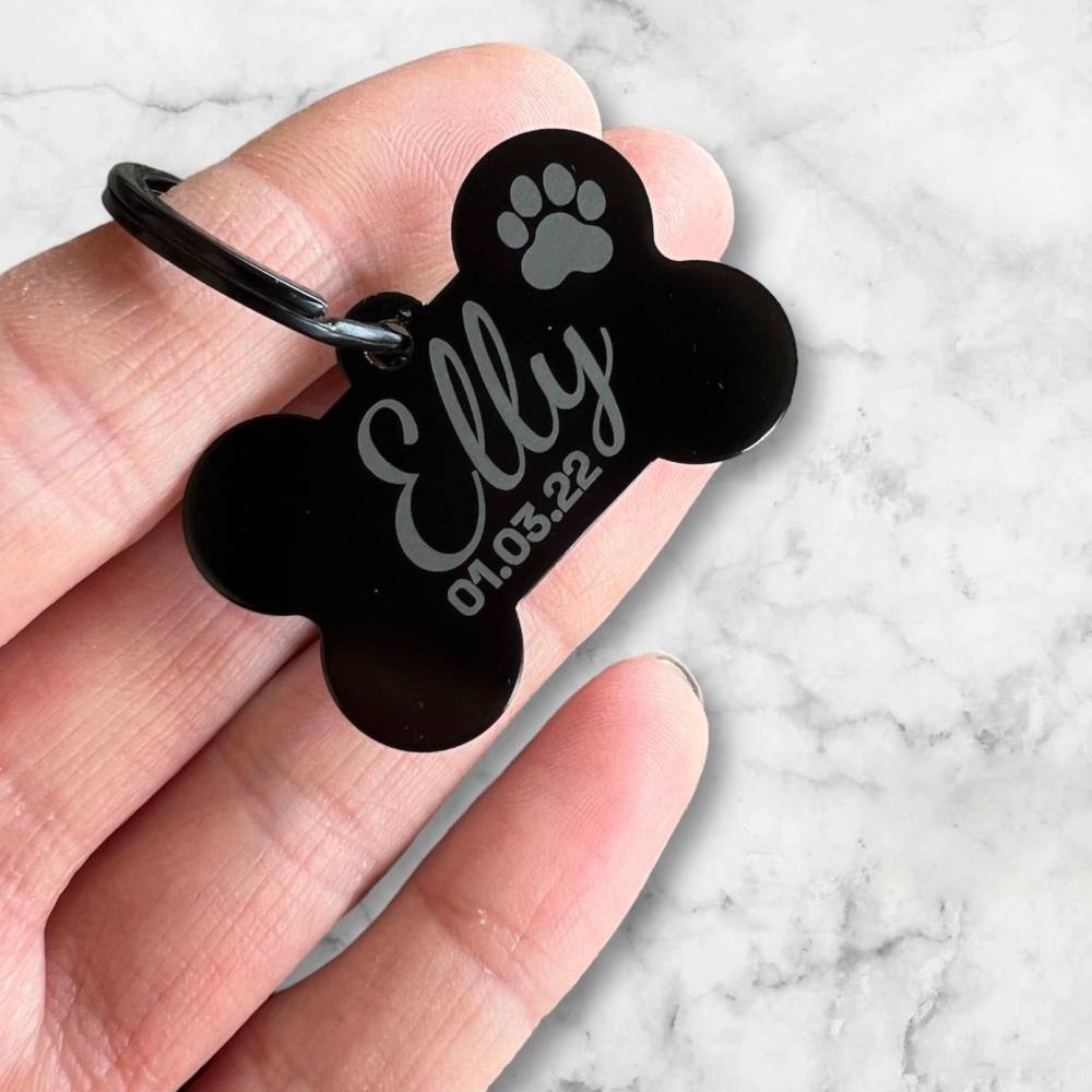 Hundemarke Halsband Anhnger Aluminium verschiedene Farben Geschenkidee mit  Gravur Datum Name Telefonnummer