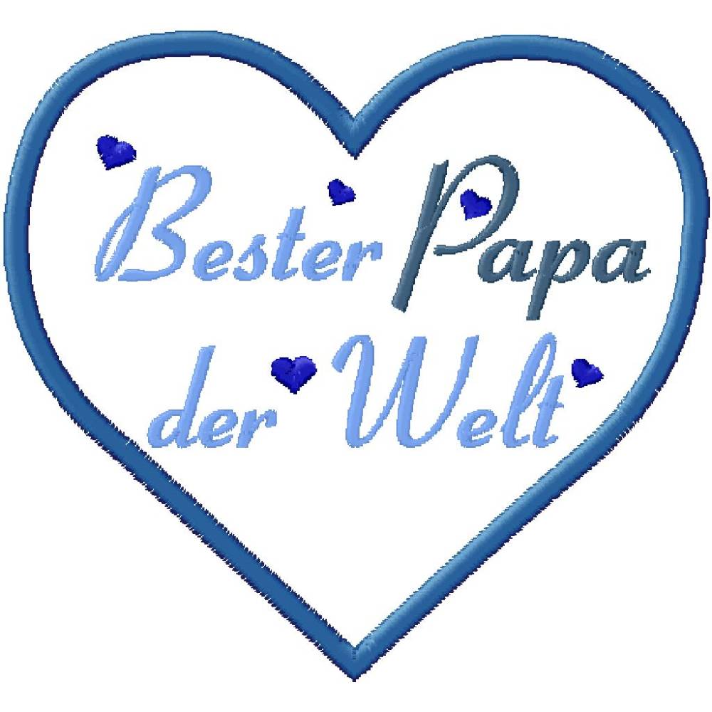 Digitale Stickdatei Herz Bester Papa der Welt als Applikation Stickmuster vatertag oma mama opa spruch sprüche schr Bild 3