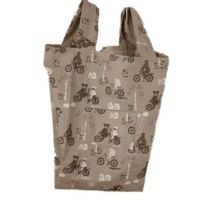 Handgemachte Stofftasche Unikat – Roter Einkaufsbeutel aus Baumwolle mit Küchenprints