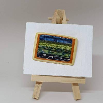 Modische und elegante Damenbrosche aus Papier - Einzigartiges Accessoire für Frauen **Blaue Brücke**