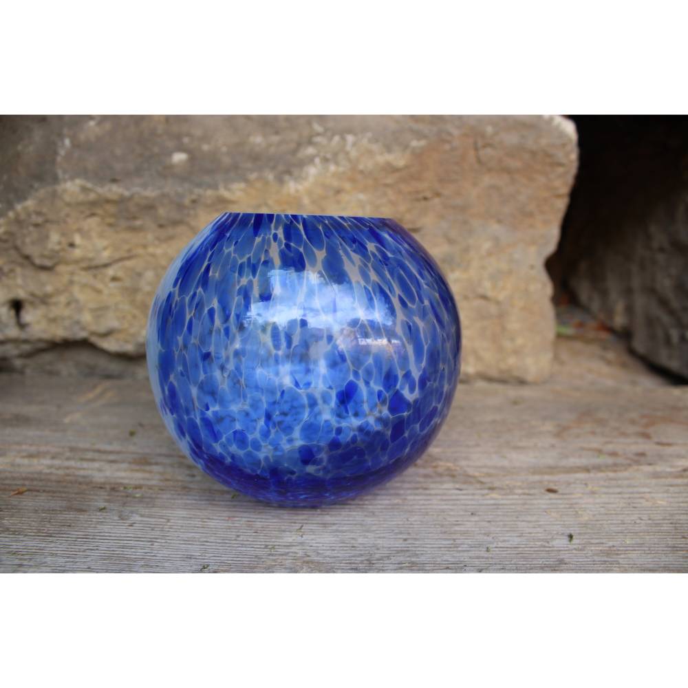 Vase Kugelvase Glas mundgeblasen Glashütte Regenhütte 70er Jahre West Germany
