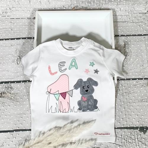 Mädchen Geburtstagsshirt Hund Sally mit Zahl personalisiert