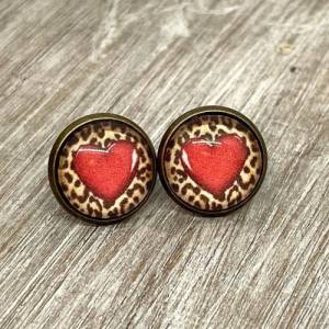 Herz Ohrringe im Leoparden Look für Frauen - Muttertagsgeschenk