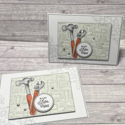 Grußkarten Glückwunschkarten Geburtstag Vatertag Geburtstagskarten Cards Werkzeug Hammer Zange Männerkarten Handmade