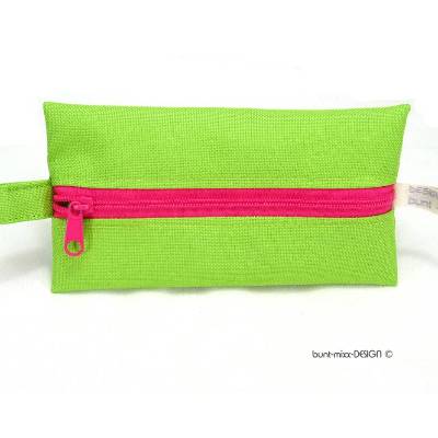 Täschchen wetbag GRÜN Outdoorstoff Zipper PINK, Inhalator Kopfhörer TaTüTa, BuntMixxDESIGN